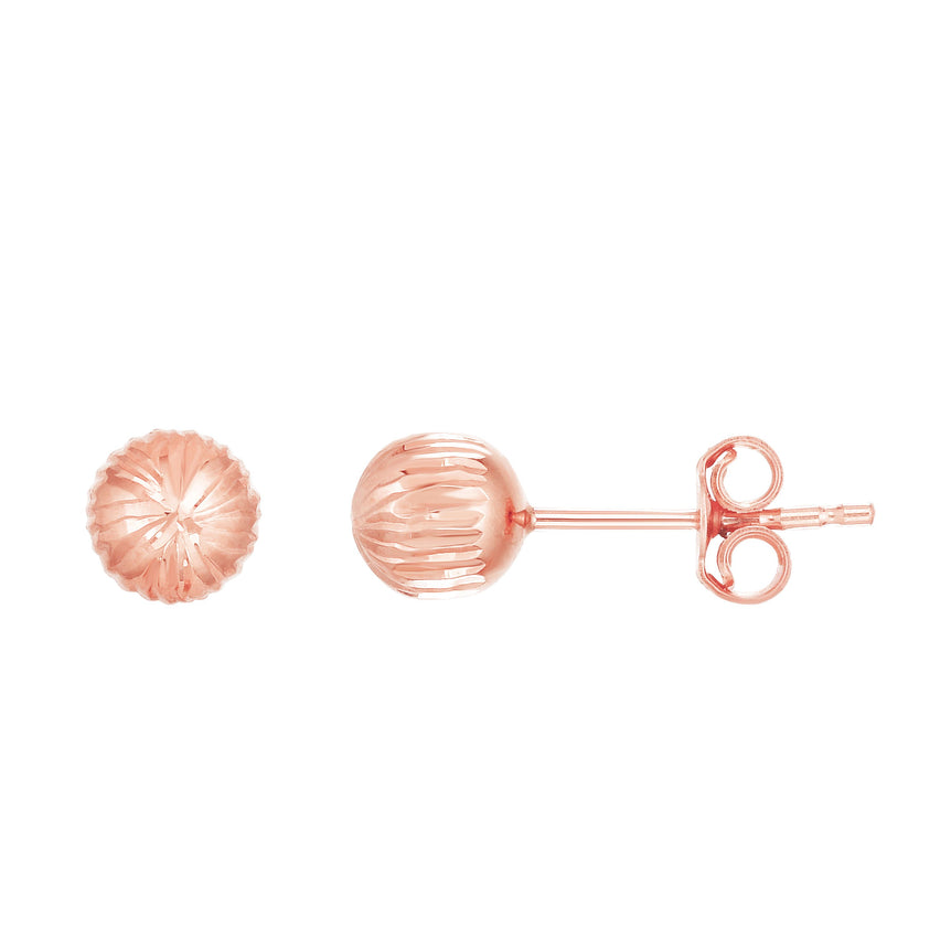 14K Gold 5mm Linear Cut Post Earring-Rose | Push Back