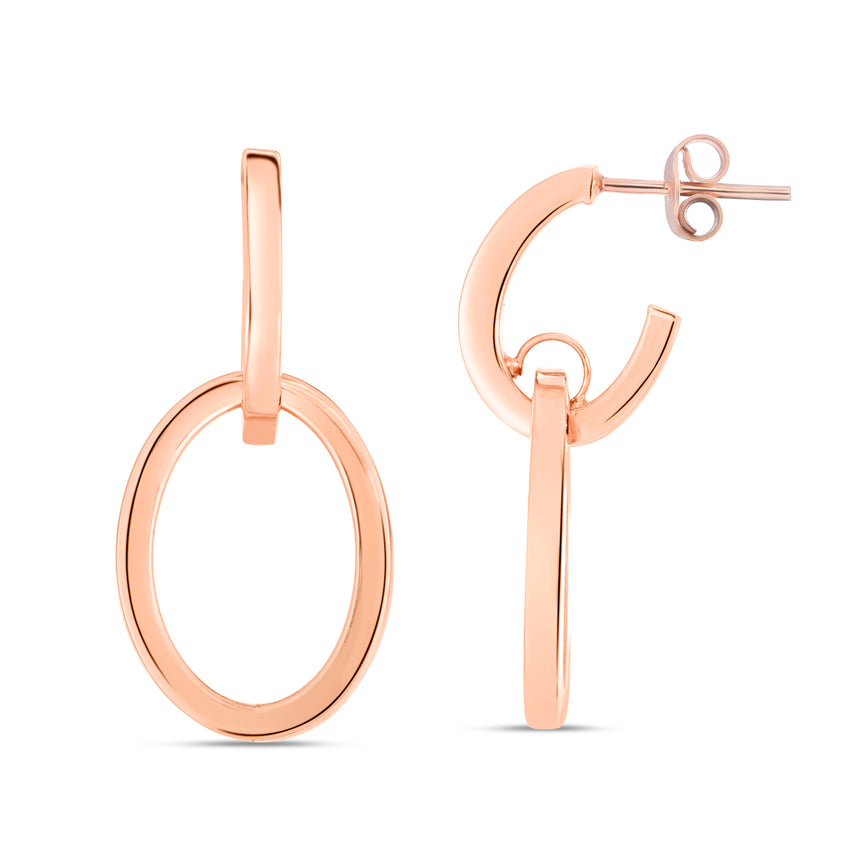 14K Gold Interlocking Drop Hoops-Rose | Push Back
