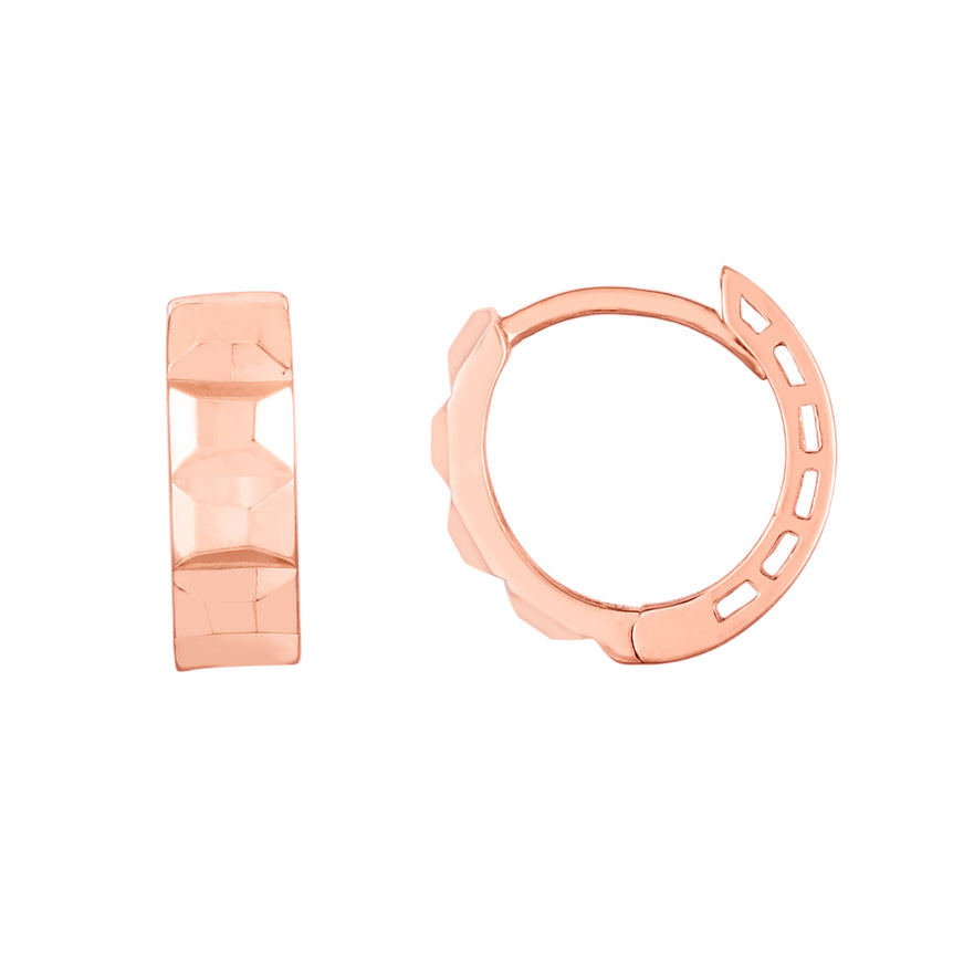 14K Gold Faceted Huggie-Rose | Snap