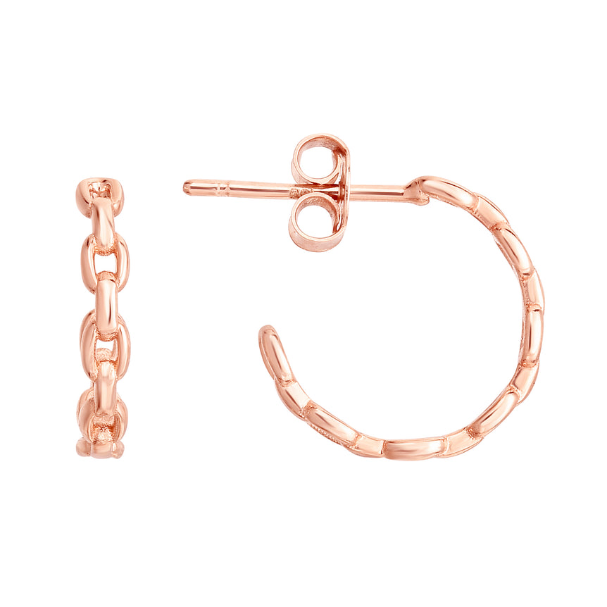 14K Rose Gold Oval Links C Hoops-Rose | Push Back