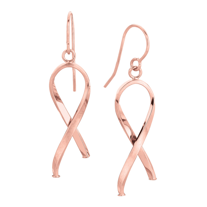 14K Gold Ribbon Freeform Earring-Rose | Euro Wire