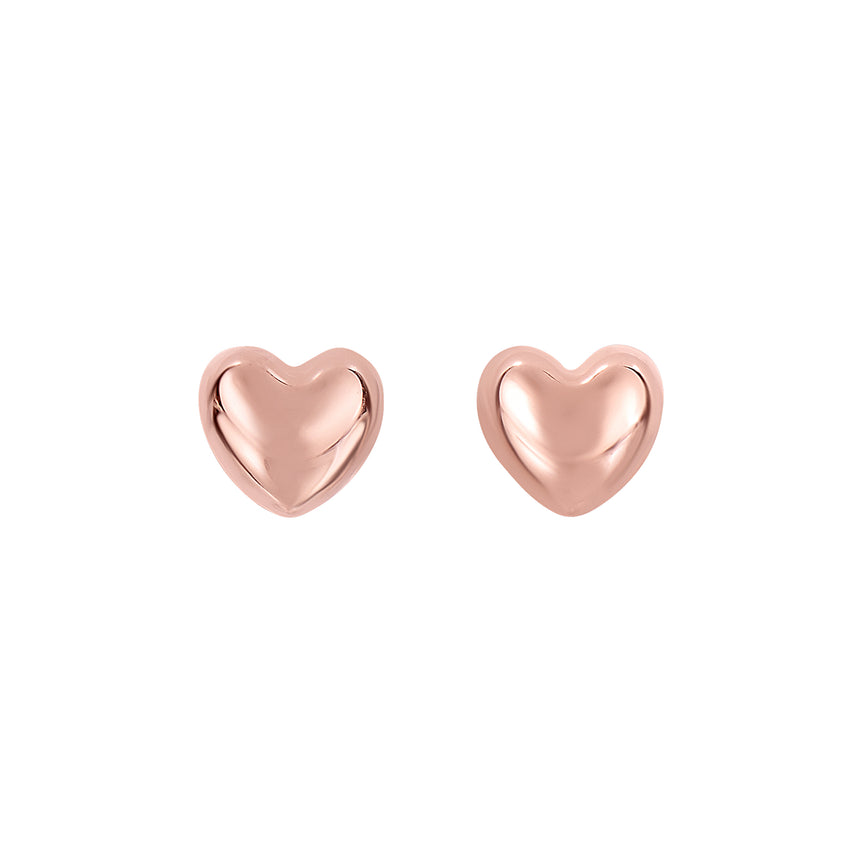 14K Gold Small Polished Heart Post Earring-Rose | Push Back