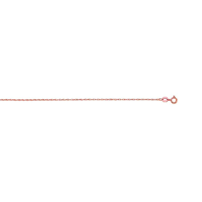14K Gold .85mm Machine Rope Chain (Carded) -Rose | Spring Ring