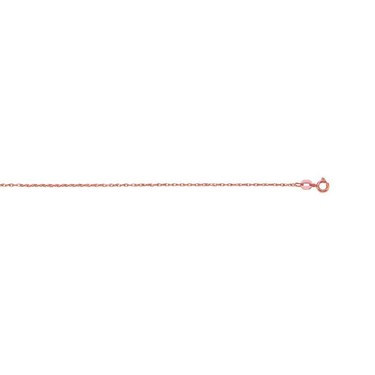 14K Gold .85mm Machine Rope Chain (Carded) -Rose | Spring Ring