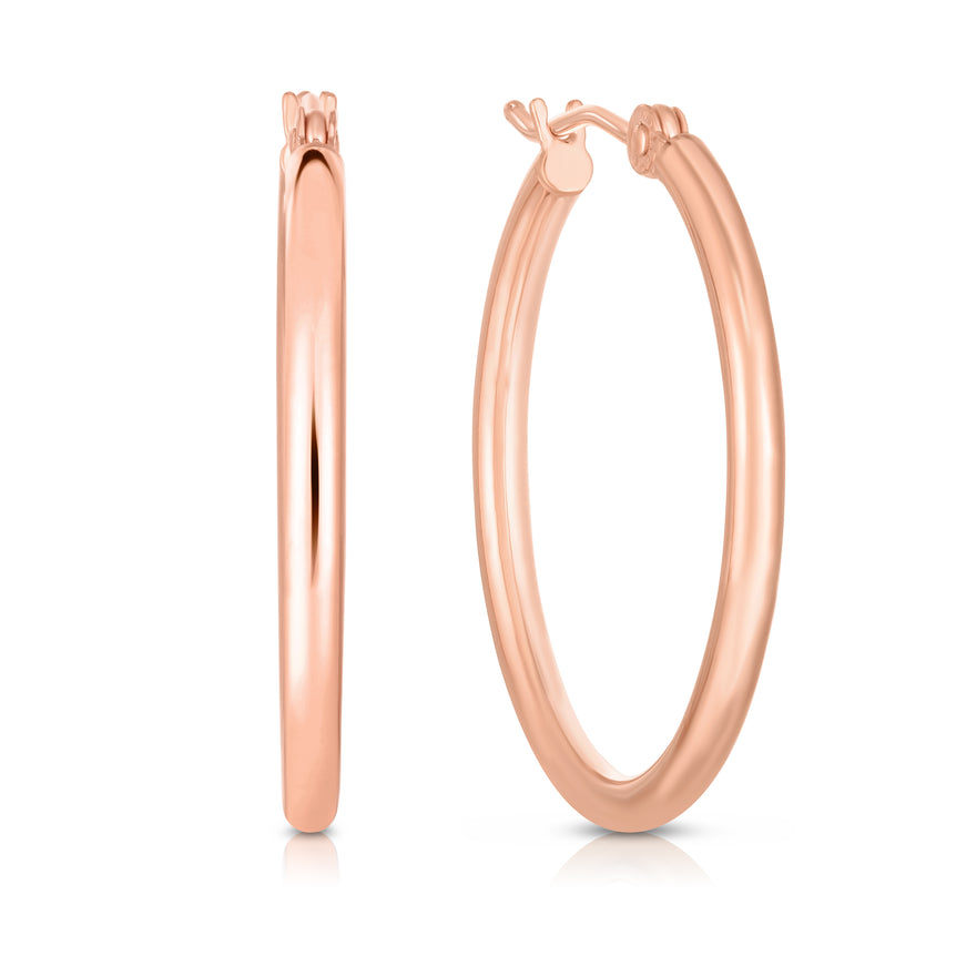 14K Gold 2x25mm Hoops-Rose | Hinged