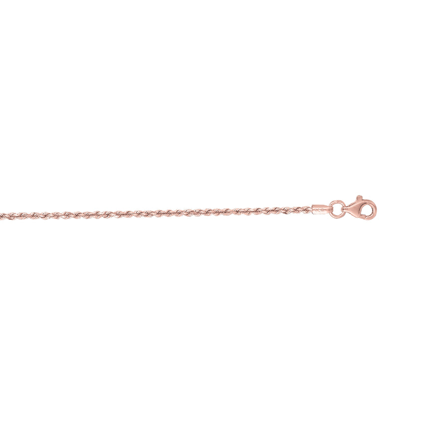 14K Gold 1.6mm Diamond Cut Royal Rope Chain-Rose | Pear Shaped Lobster