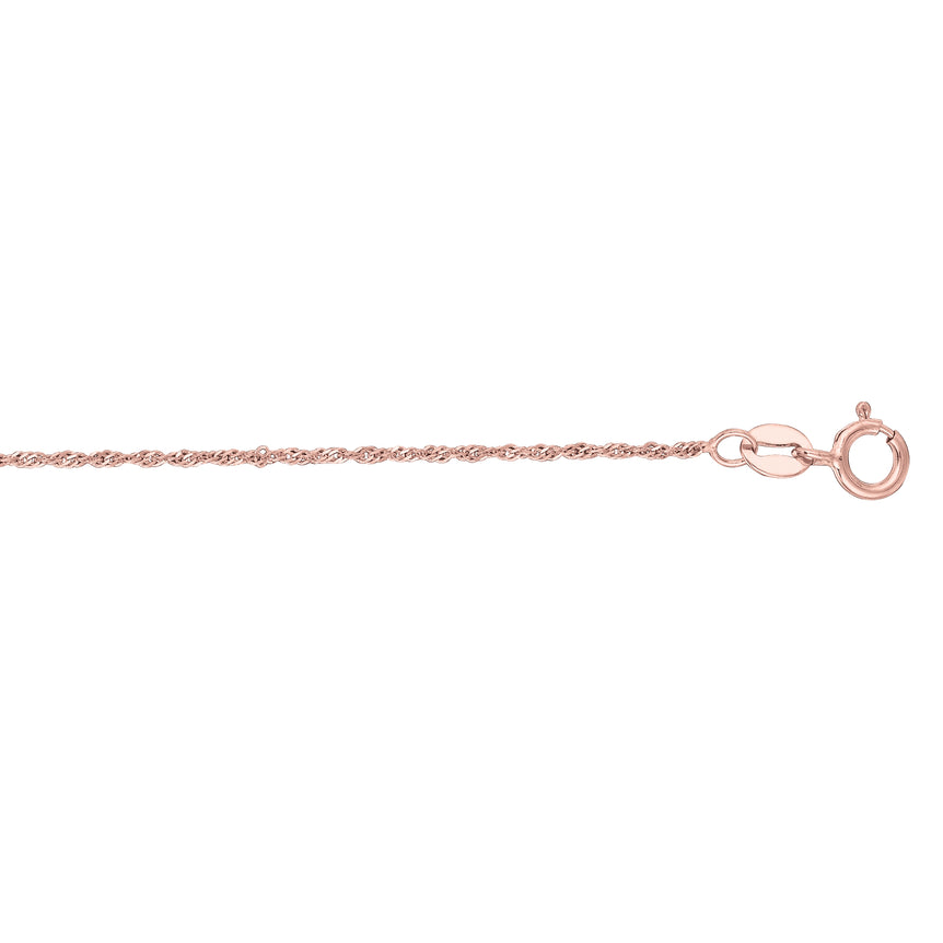 14K Gold 1.1mm Singapore Chain-Rose | Spring Ring