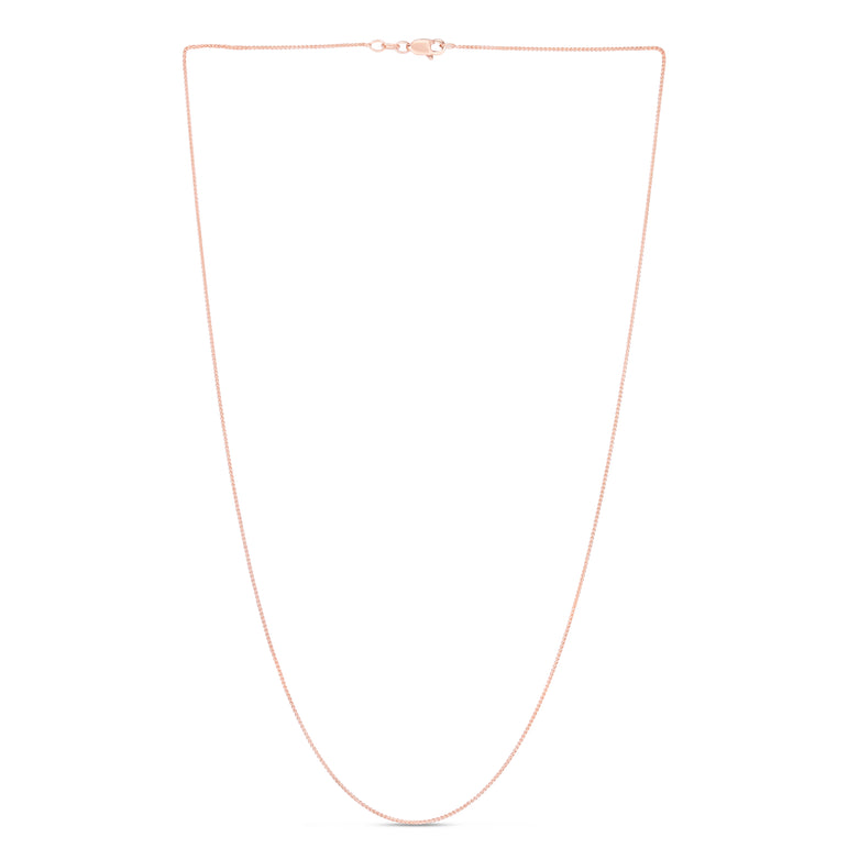 14K Gold .6mm Round Wheat Chain -Rose | Lobster