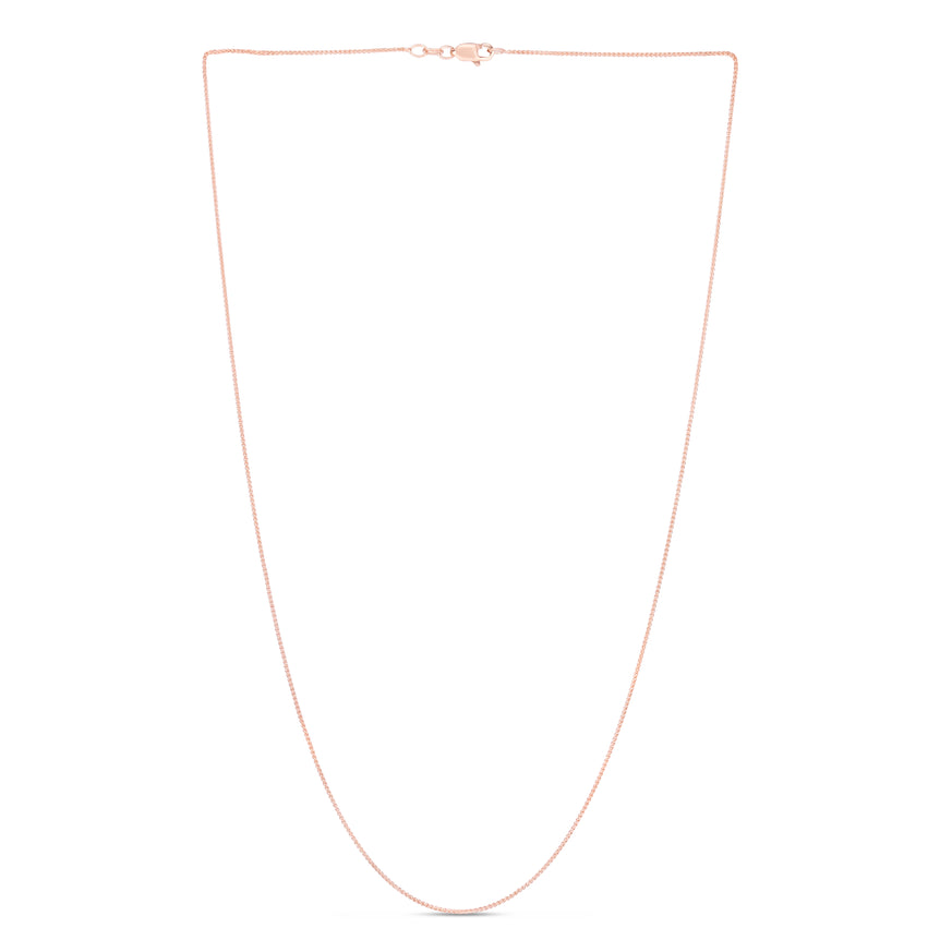 14K Gold .6mm Round Wheat Chain -Rose | Lobster