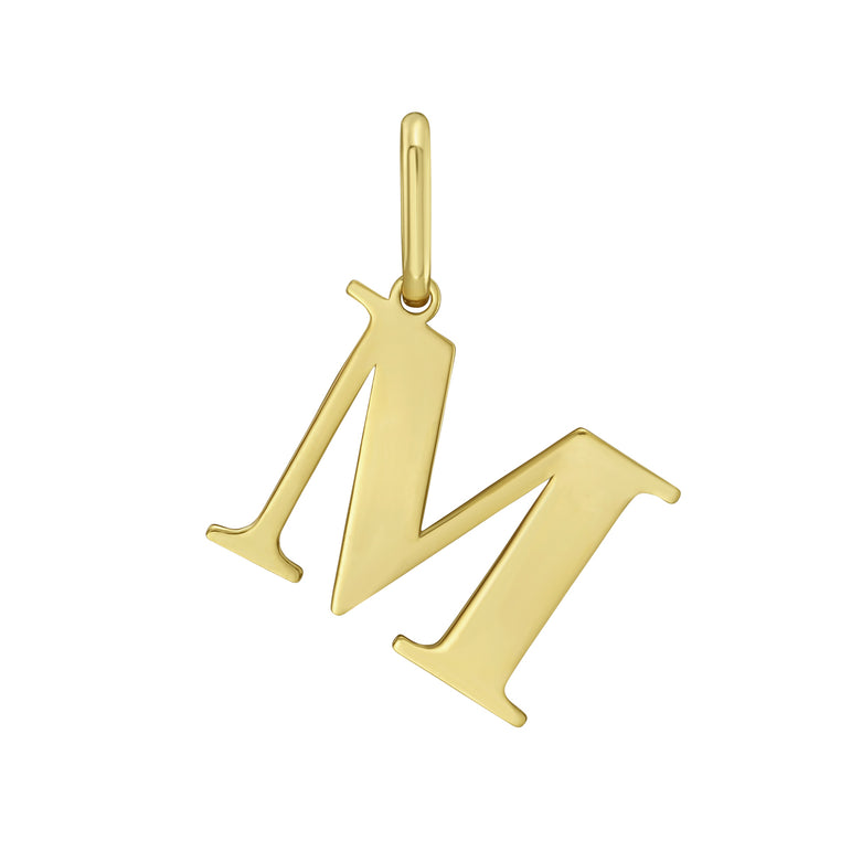14K Gold Initial M Charm-Yellow