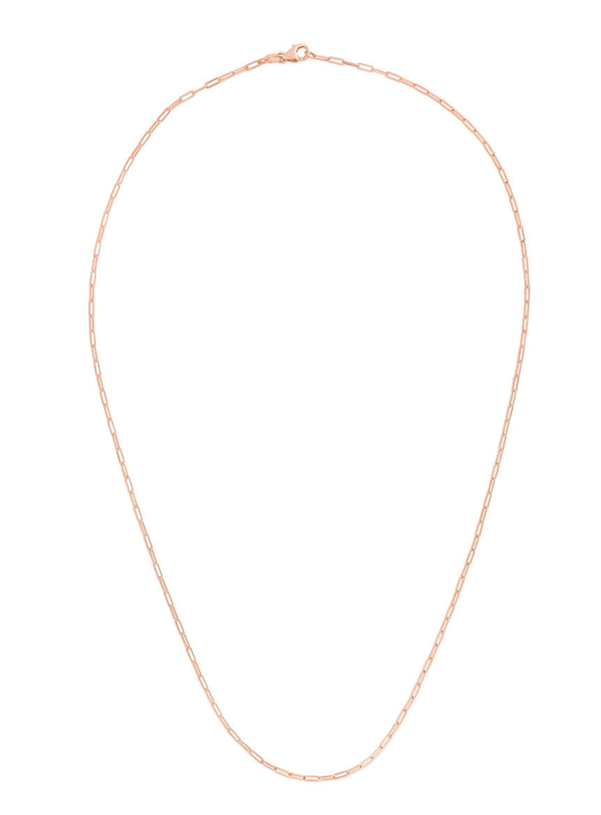 14K Gold 1.5mm Paperclip Chain-Rose | Pear Shaped Lobster