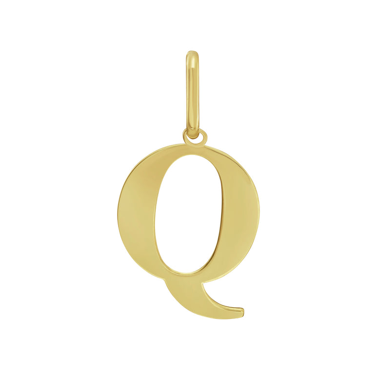 14K Gold Initial Q Charm-Yellow