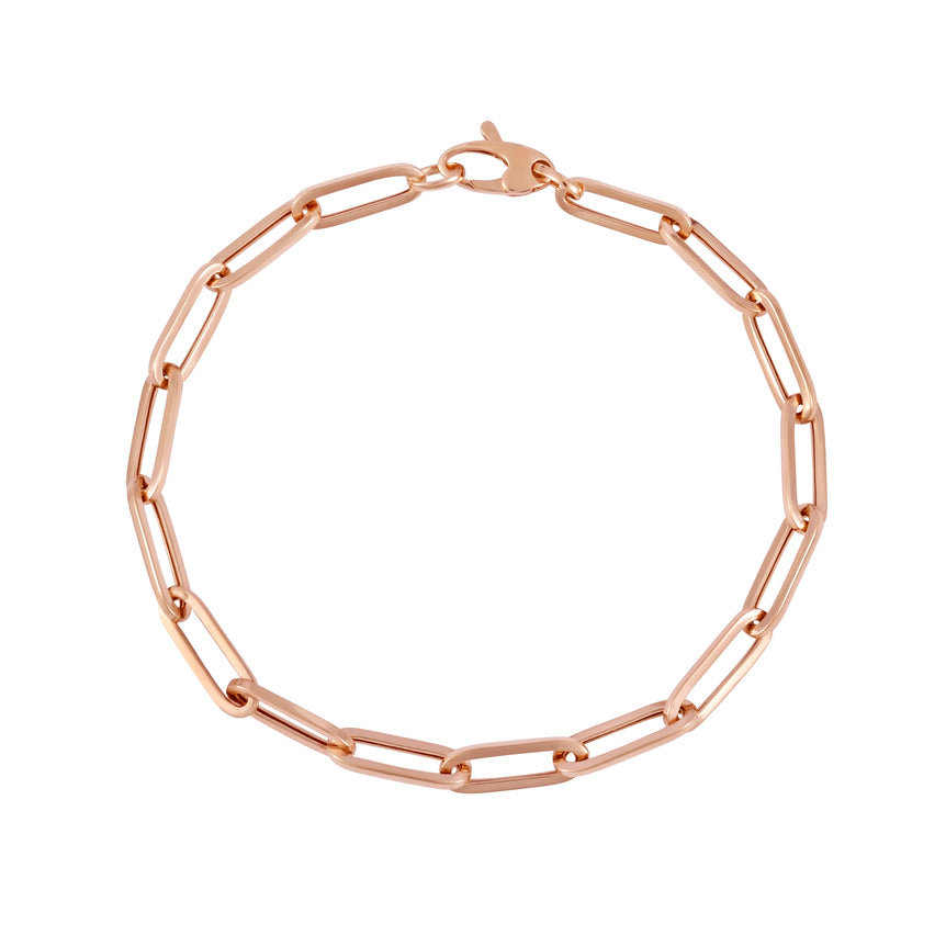 14K Gold 4.2mm Paperclip Chain -Rose | Almond Lobster