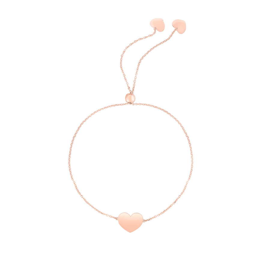14K Gold Heart Friendship Bracelet-Rose | Draw String