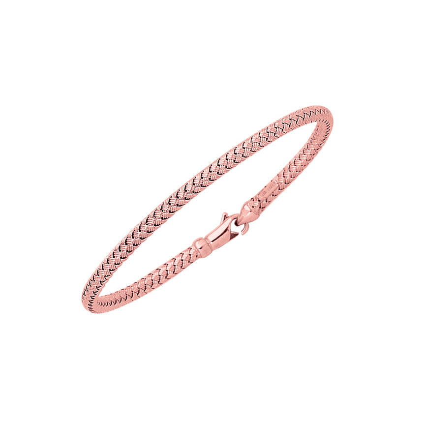 14K Gold Thin Weaved Bangle-Rose | Lobster