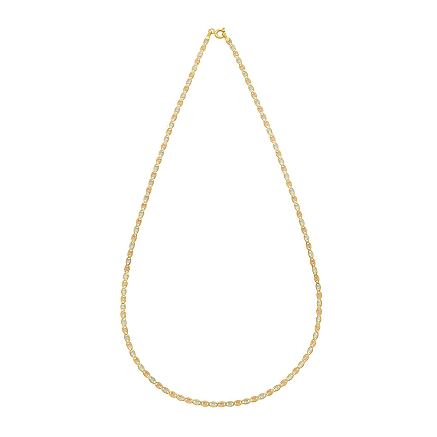 14K Gold 2mm Pave Valentino Chain-Tri-color | Spring Ring
