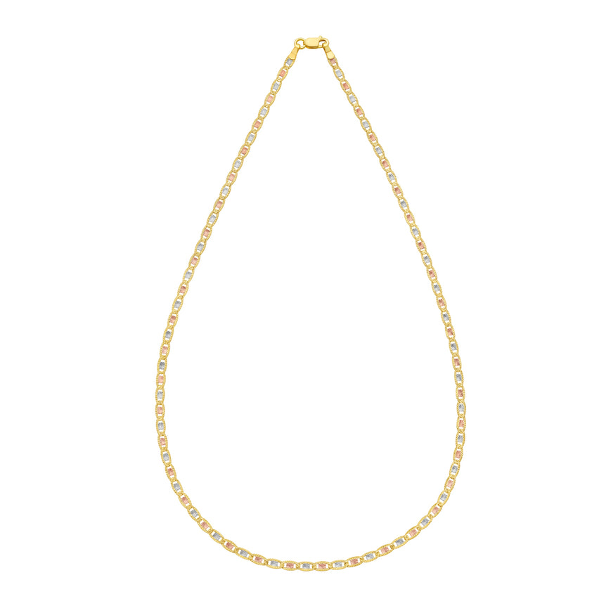 14K Gold 2.5mm Pave Valentino Chain-Tri-color | Lobster