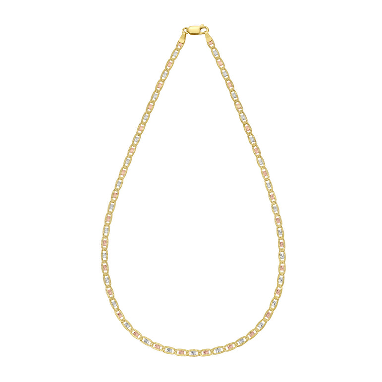 14K Gold 3.5mm Pave Valentino Chain-Tri-color | Lobster