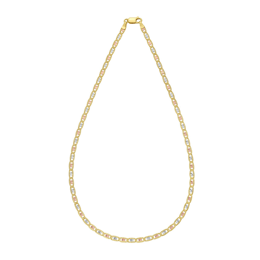 14K Gold 3.5mm Pave Valentino Chain-Tri-color | Lobster