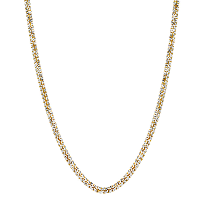 14K 4mm Pave Classic Miami Cuban Chain-Yellow | Box with Both Side Figure 8