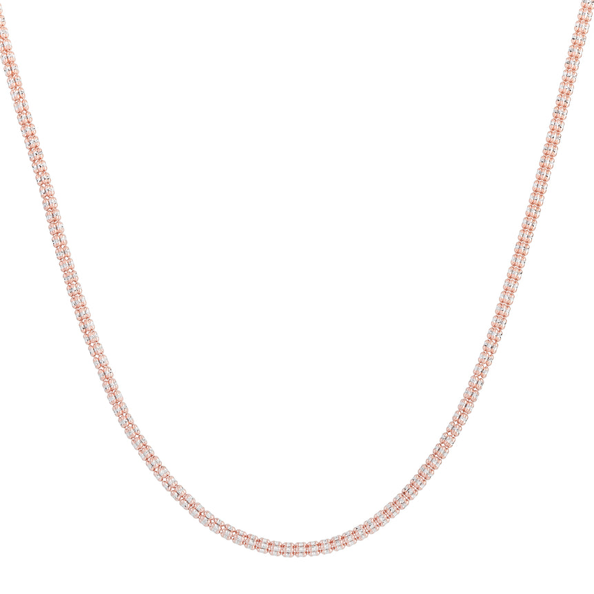 14K Rose 3.14mm Two-Tone Fancy Ice Chain -Two-tone | Lobster