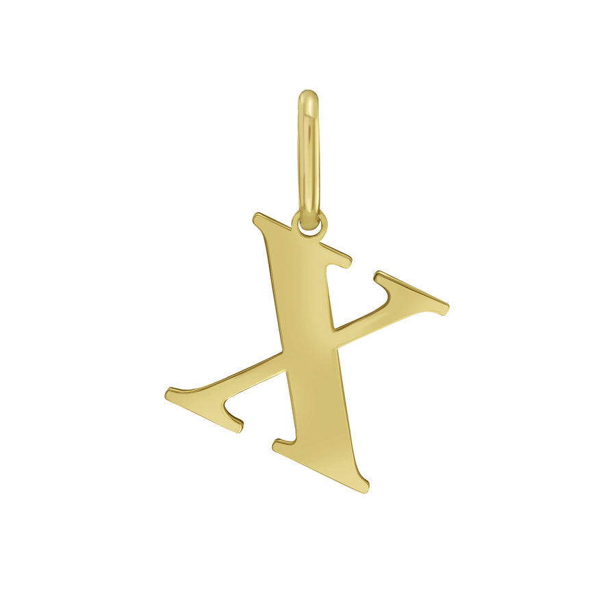 14K Gold Initial X Charm-Yellow