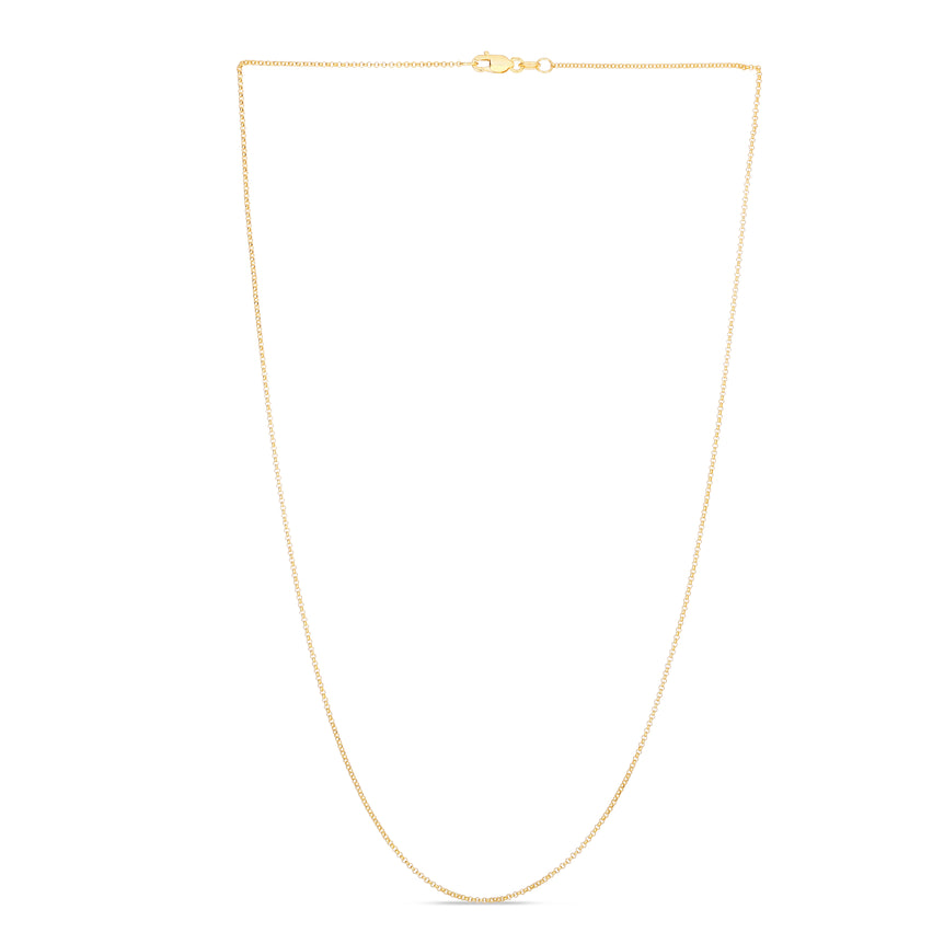 14K Gold 1.1mm Diamond Cut Rolo Chain-Yellow | Pear Shaped Lobster