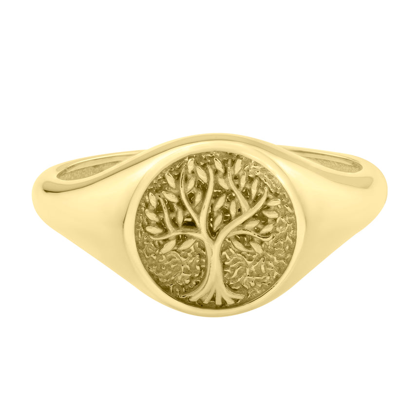 14K Tree of Life Signet Ring-Yellow