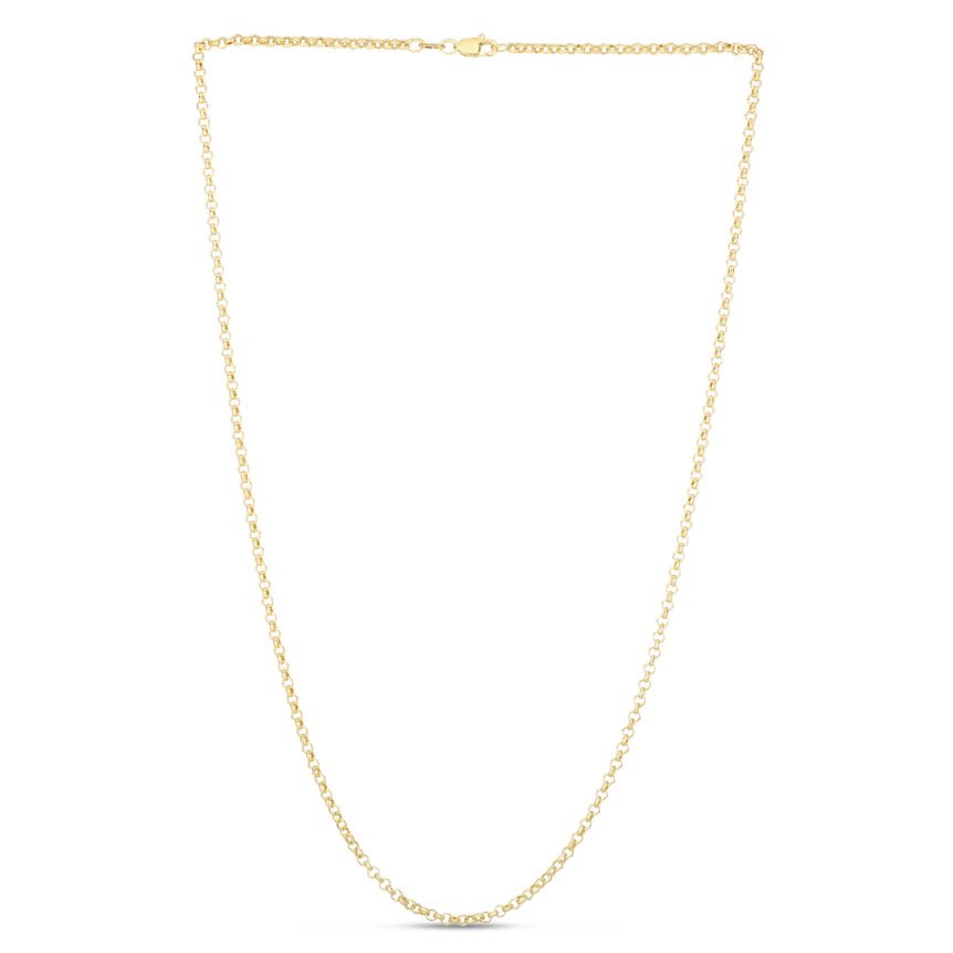 14K Gold 2.5mm Lite Rolo Chain-Yellow | Lobster
