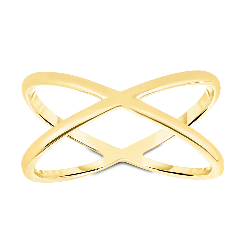 14K Gold Crisscross Ring-Yellow