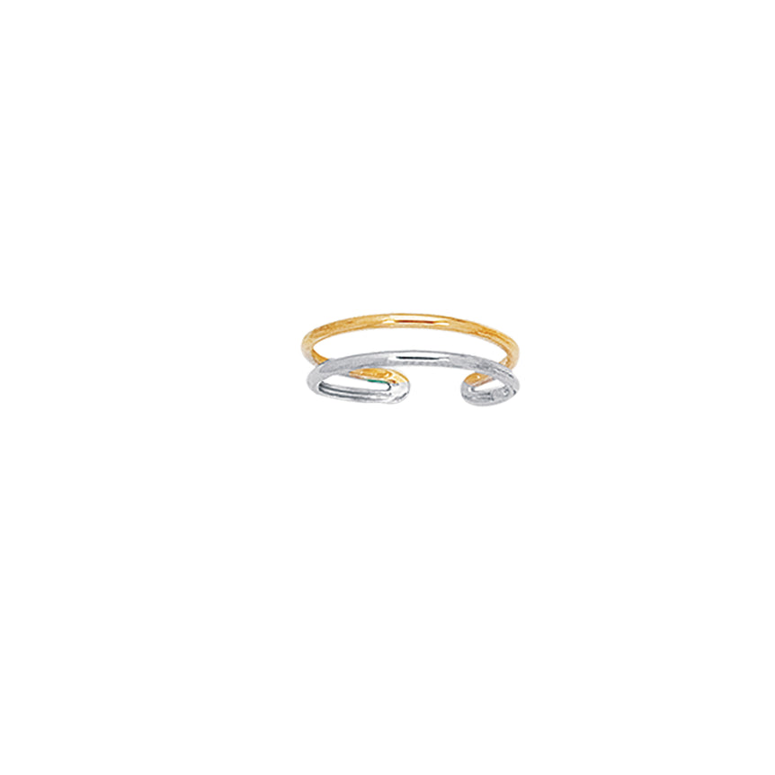 14K Gold Open Bar Toe Ring-Two-tone