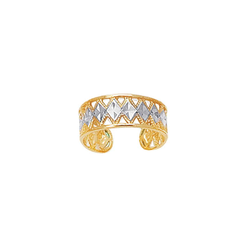 14K Two-tone Gold Toe Ring-Yellow