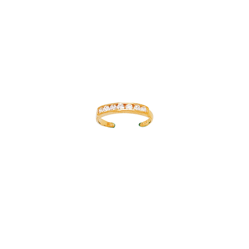 14K Gold CZ Channel Set Toe Ring-Yellow