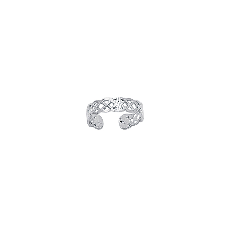 14K Gold Celtic Toe Ring-White