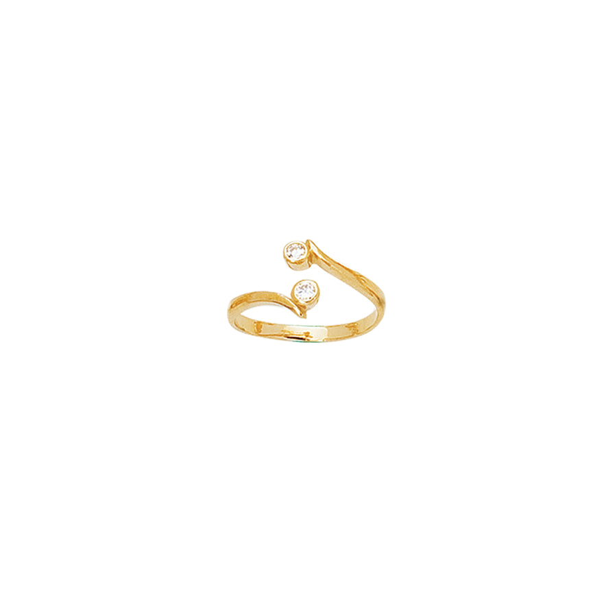 14K Gold CZ Bypass Toe Ring-Yellow