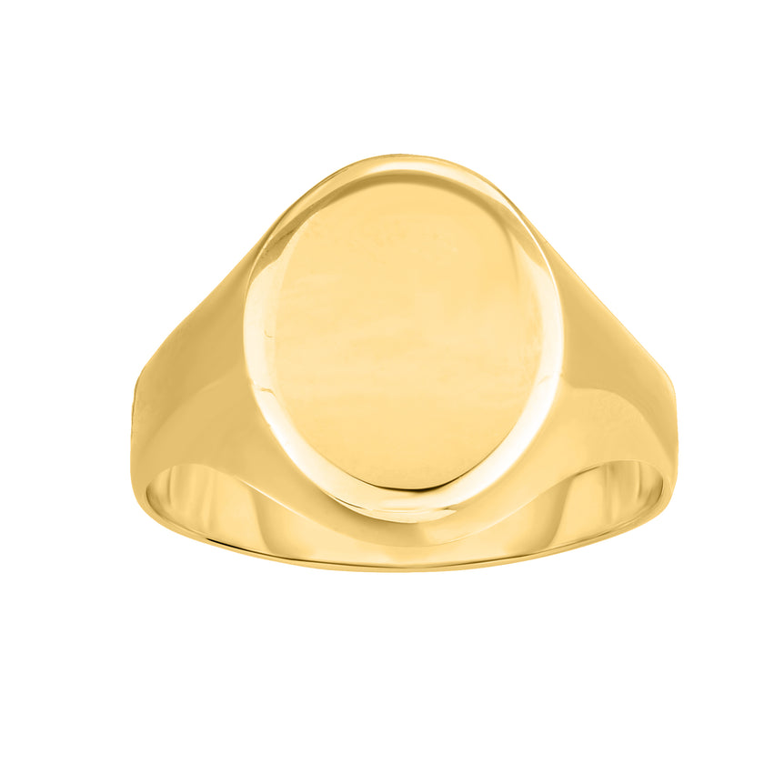 14K Gold Polished Oval Signet Ring-Yellow