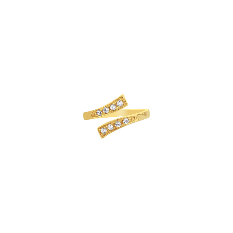 14K Gold Bypass CZ Toe Ring-Yellow