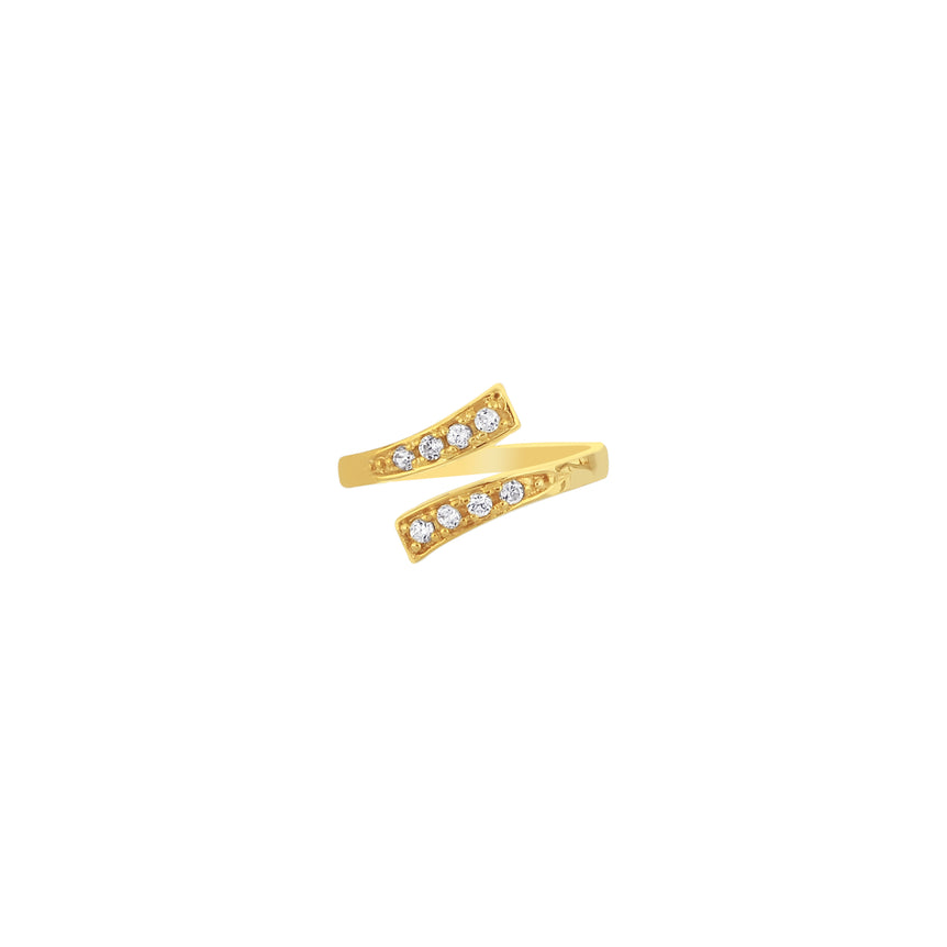 14K Gold Bypass CZ Toe Ring-Yellow
