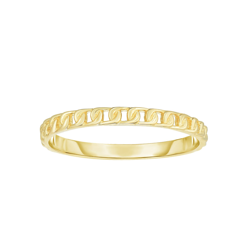 14K Gold Mini Curb Stackable Ring-Yellow