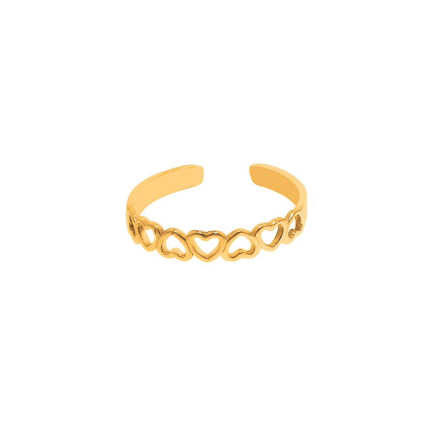 14K Gold Open Heart Toe Ring-Yellow