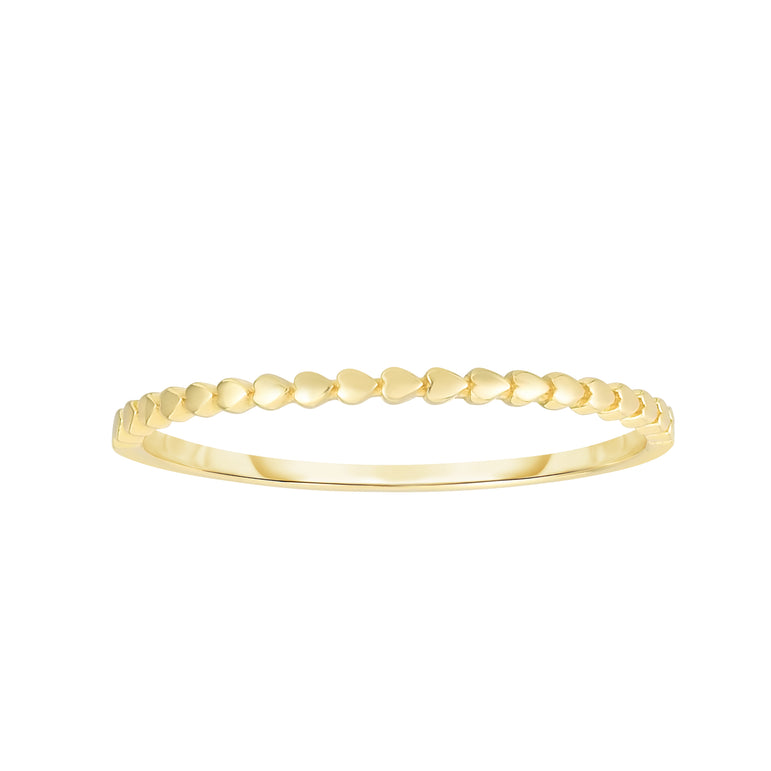 14K Gold Hearts Ring-Yellow