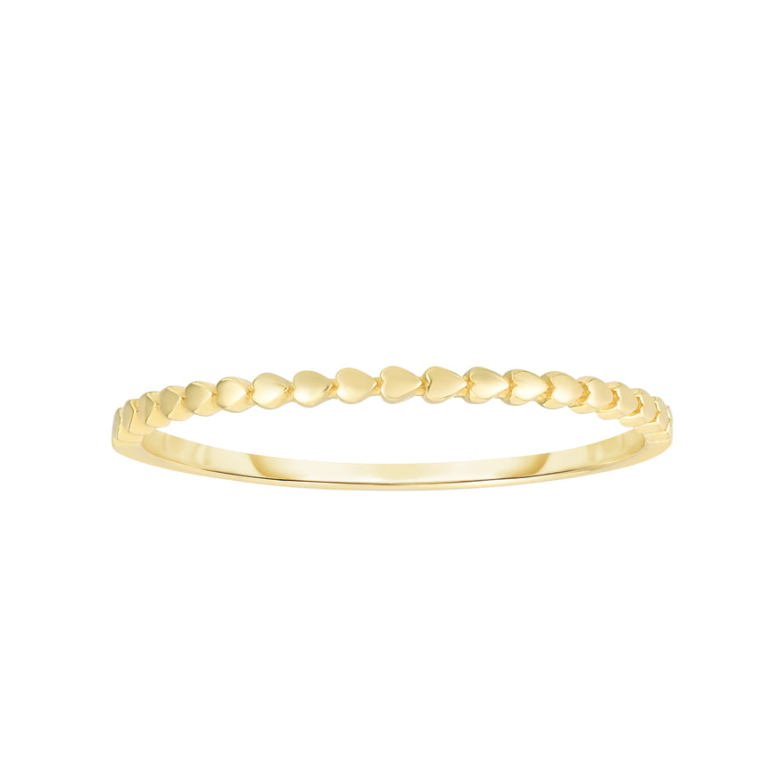 14K Gold Hearts Ring-Yellow