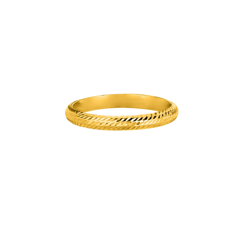 14K Gold Diamond Cut Wedding Band-Yellow