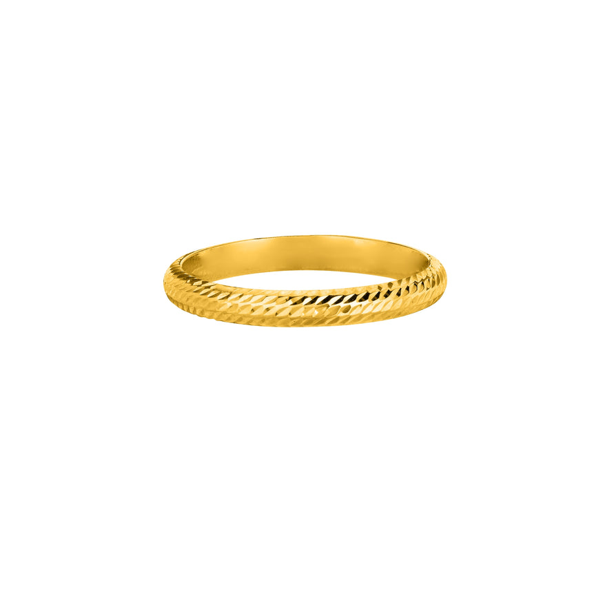 14K Gold Diamond Cut Wedding Band-Yellow