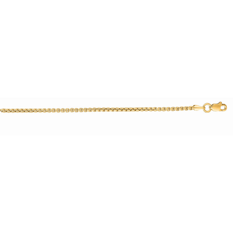 14K Gold 1.3mm Lite Round Box Chain-Yellow | Lobster