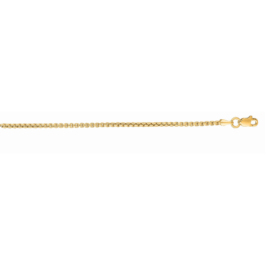 14K Gold 1.3mm Lite Round Box Chain-Yellow | Lobster