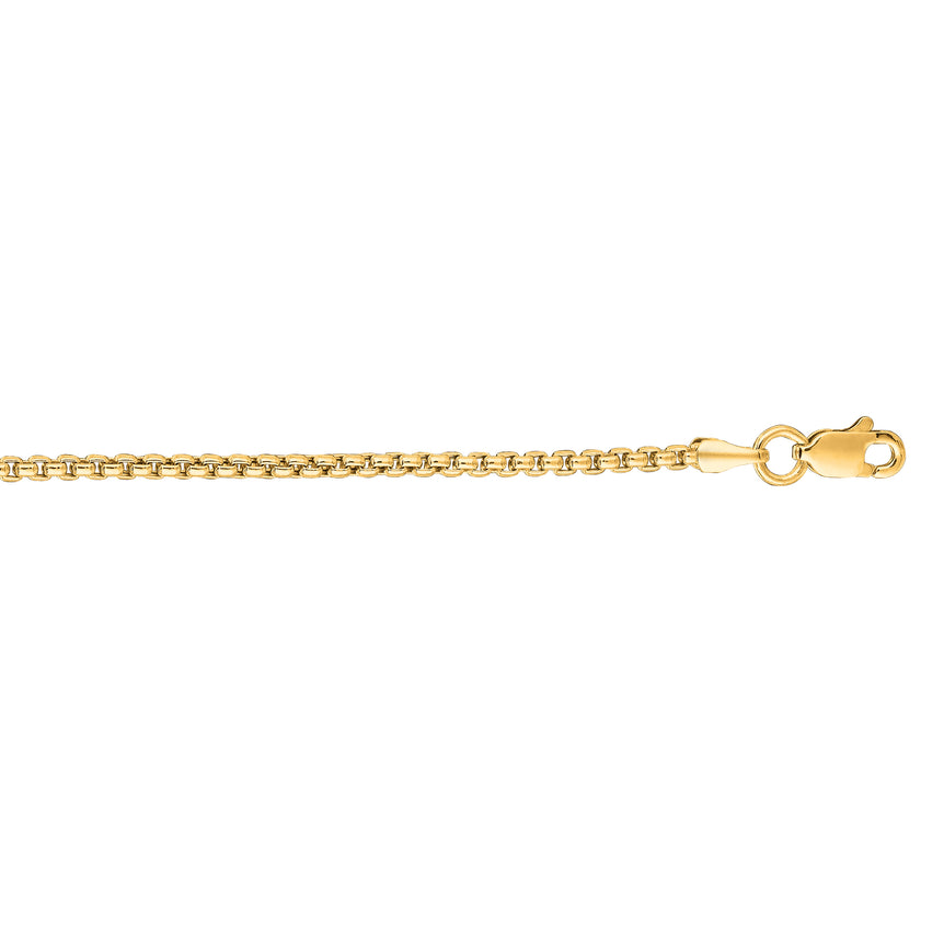 14K Gold 1.8mm Lite Round Box Chain-Yellow | Lobster