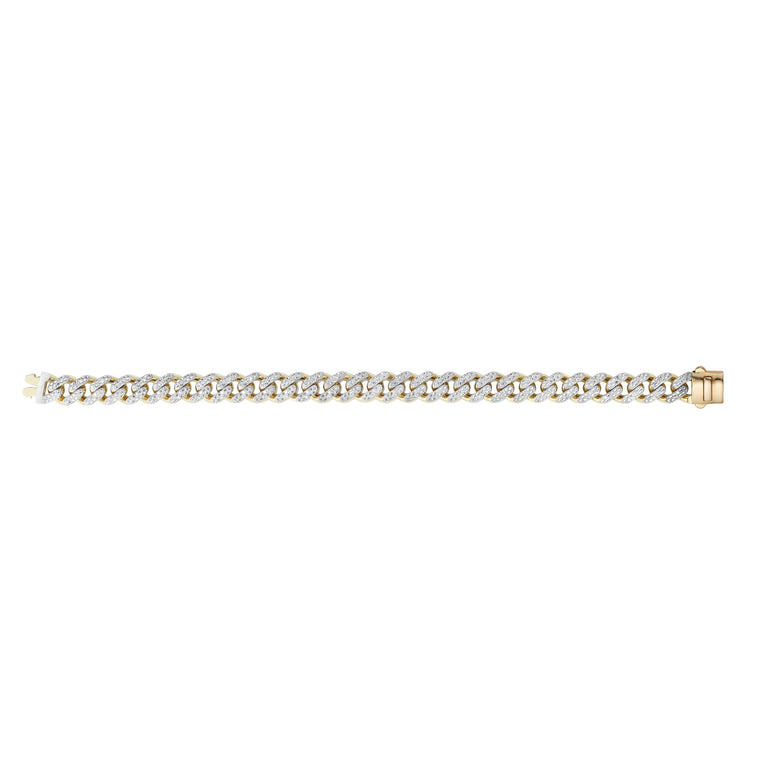 14K Gold 9.5mm Lite Miami Cuban with Diamonds -Yellow | Box with Both Side Push