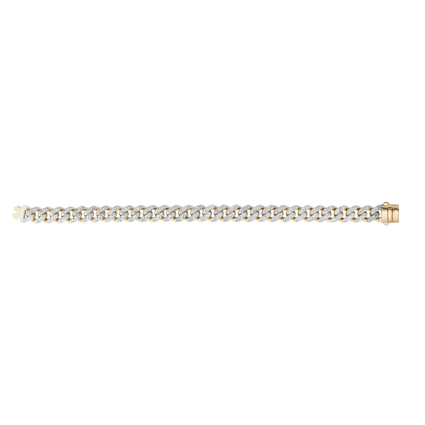 14K Gold 9.5mm Lite Miami Cuban with Diamonds -Yellow | Box with Both Side Push