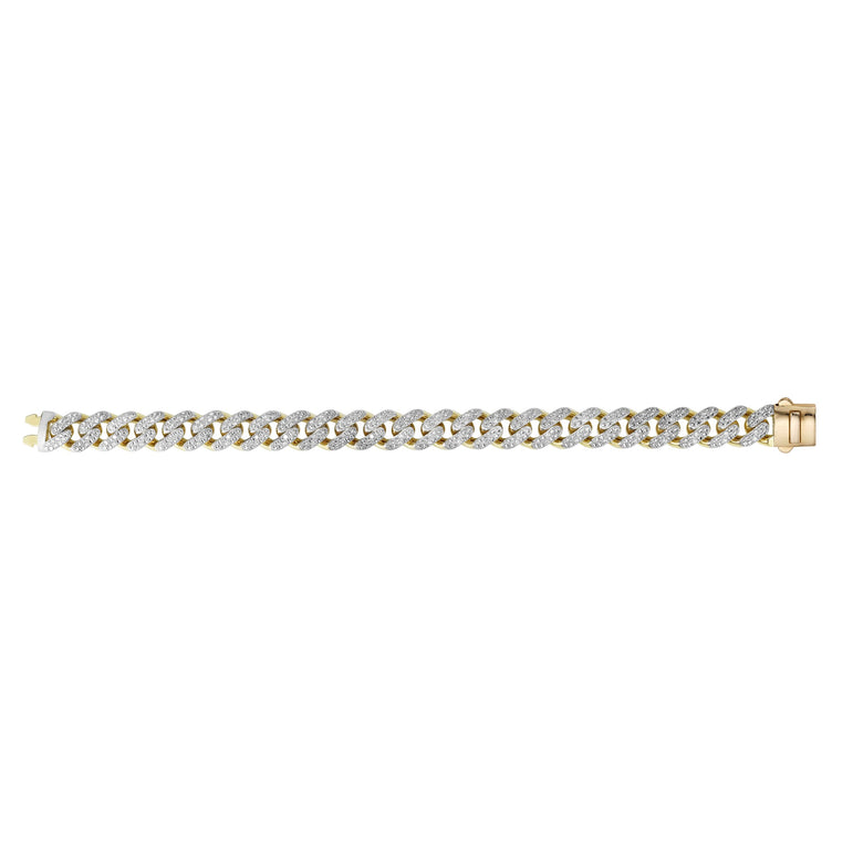 14K Gold 11.5mm Lite Miami Cuban with Diamonds -Yellow | Box with Both Side Push
